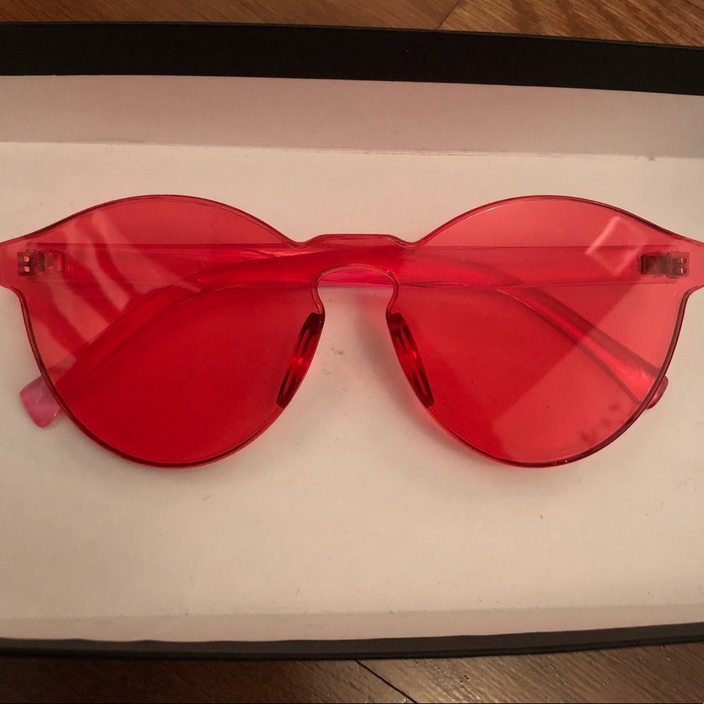 Round Red Frameless Sunglasses